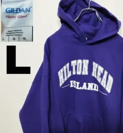 usa古着 gildan パーカー　フーディー　L パープル　プルオーバー