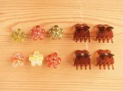 ミニヘアクリップ 10点セット 花 べっ甲風 平成レトロ Y2K