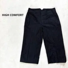 【HIGH COMFORT】 L レディースハーフパンツ　膝丈　ストライプ