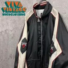 レア90s【古着】スターター NBAシカゴブルズ刺繍ナイロンジャケット メンズL