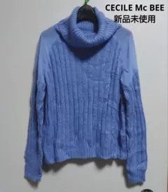 セシルマクビー　ライトブルーオフタートルネックニットセーター
