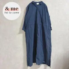 ムーミン×サマンサモスモス　長袖シャツワンピース　コットン　リネン　ネイビー