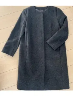 UNTITLED カシミヤ混 ダークグレー コート【1】 ノーカラー カラーレス