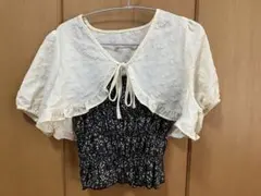 花柄シャーリングキャミソール 半袖フリルボレロセットのサムネイル