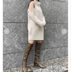 スナイデル　【ONLINE限定】ハイネックミニニットワンピース