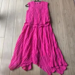 美品　アナイ　ウエストギャザーフレアワンピース　ロング　二枚合わせ　とろみ 美品 アナイ ウエストギャザーフレアワンピース ロング 二枚合わせ