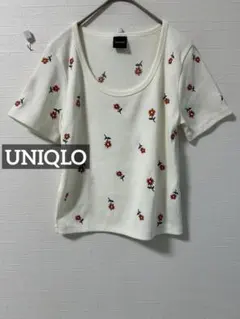 k0740 MOUSSY 花柄リブカットソー アイボリー