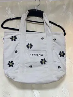 BAYFLOW トートバッグ 花柄 刺繍 キャンバス アイボリー 使用感あり