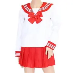 訳あり品セーラー服コスプレ衣装制服女子高生JKCUTE長袖 k07158Lred