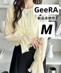GeeRA マジョリカプリーツシアーシャーリングキャンディースリーブブラウスのサムネイル