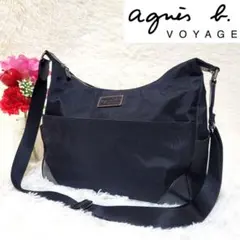 美品❤️アニエスベー ボヤージュ ショルダーバッグ ナイロン ロゴプレート