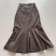 LOWRYS FARM フレアマーメイドスカート M スエード調（A797）