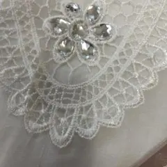 ホワイト シフォンブラウス レース装飾