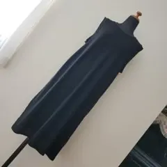 黒 ノースリーブ ロングベストワンピース ニット