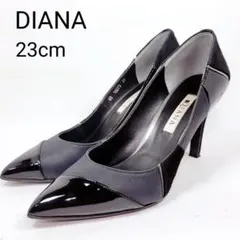 【美品】ダイアナ　パンプス　23㌢　ポインテッド　ピンヒール　エナメル　スエード