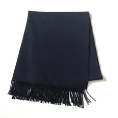 カシミア100% 】 シャネル マフラー 大判 フリンジ ブラック ロゴ刺繍