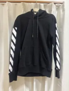 OFF WHITE ブラック パーカー ストライプ