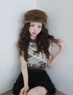 Darich リボンシャギーチェックニットトップスのサムネイル