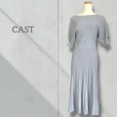 【キャスト】ロングワンピース 半袖 カットソー ストレッチ ドルマンスリーブ