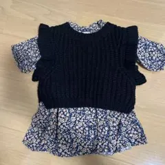 petit main フリル付きニットベスト 80