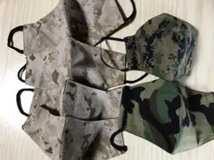 迷彩柄の ハンドメイドマスク6枚セット