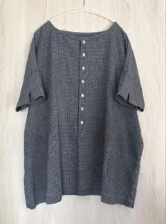 GASA ガサ パッチワークビッグシャツ チュニック 麻綿 ストライプ