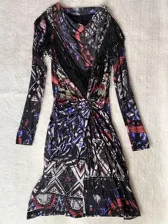 Desigual デシグアル フリンジデザインワンピース Mサイズ マルチカラー
