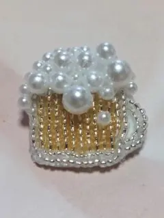 毎日飲みたい生ビール　 ビーズ刺繍ブローチ　ハンドメイド