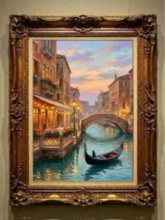 【幻想夕景】 幸運が流れる風景画 開運アート 2L判 A4変更可