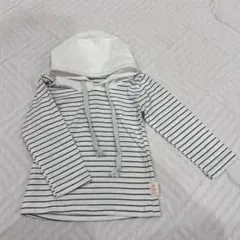 フード付きストライプTシャツ