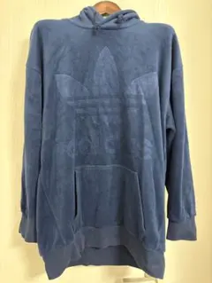 adidas ベロア　パーカー　ネイビー