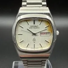 稼動品 SEIKO キングクォーツ 水晶マーク 和紙調文字盤 デイト 腕時計