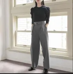 【LOWRYS FARM】ベルトツキタックワイドパンツ(ベルトなし)