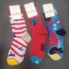 新品未使用品 ハッピーソックス 靴下 カラフル　3足セット