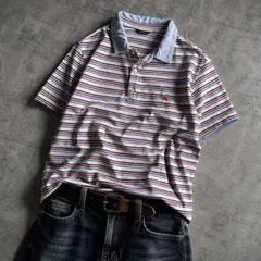 archive EddieBauer striped ボーダー ロゴ刺繍 y2k