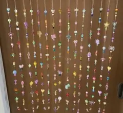 【ハンドメイド・未使用品】洋ナシのビーズアート ウォールデコ　ビーズのれん ハンドメイド・未使用品】洋ナシのビーズアート ウォールデコ