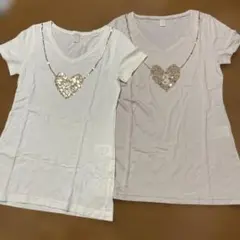 ハートスパンコール 半袖Tシャツ 2枚セットのサムネイル