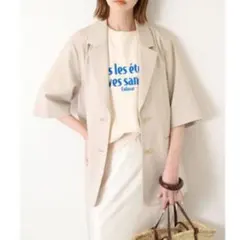 【24SS】スローブイエナ TRリネンハーフスリーブジャケット　ベージュのサムネイル