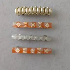 プチプラ チープ系 ヘアクリップ 4本 まとめ売りプラスチック ビーズ アクリル