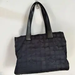 シャネルニュートラベルラインブラック トートバッグ ナイロン レザー