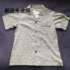 夏柄　半袖シャツ グレー　花火　とんぼ　うちわ