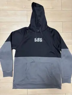 686 フード付きスウェット ブラック/グレー