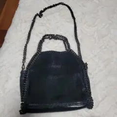 マルコビアンチーニ　チェーンバッグ　黒　本革　ファラベラ風