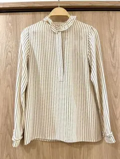 【美品】A.P.C. /襟フリルストライプブラウス XSのサムネイル