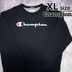 Champion　スウェット　XL　ブラック　クルーネック　プリント　USA古着