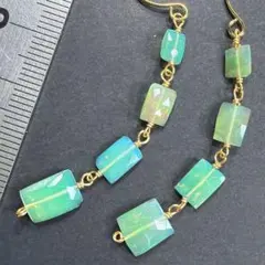 14KGF＊エチオピアオパールのロングピアスr95