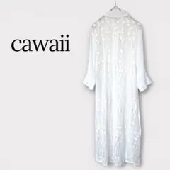 cawaii カワイイ ロングシャツワンピース 背面総刺繍 レース シアー