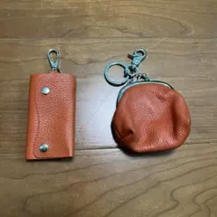 オレンジレザーコインケース・レザーキーホルダー
