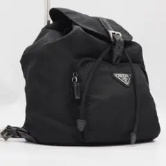 近年型 極美品 PRADA サフィアーノ テスートナイロン 巾着 ポーチ 黒