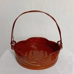 竹工芸　籃胎漆器　持ち手付き菓子器